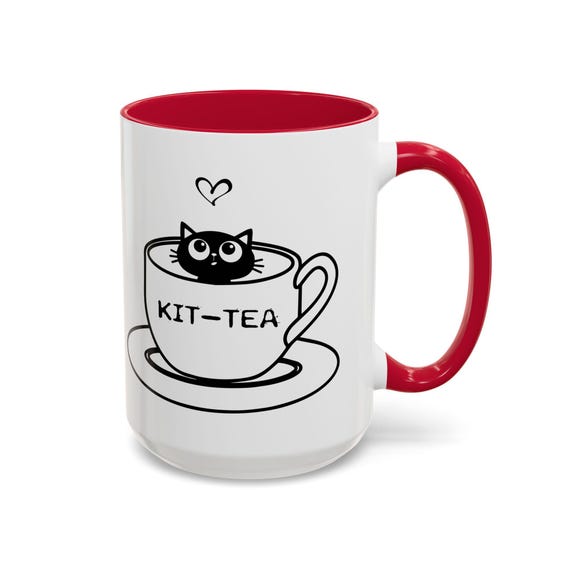 Kit-Tea Mug - Funny and Adorable Cat Lover Coffee Mug with Pun - Perfect Gift for Kitty Enthusiasts and Tea Lovers