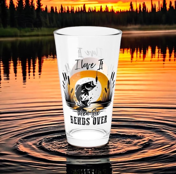 Fishing Glass, Funny Barware, Cocktail Mixing Glass, Bartender Gift, Bar Accessories, Fisherman Present