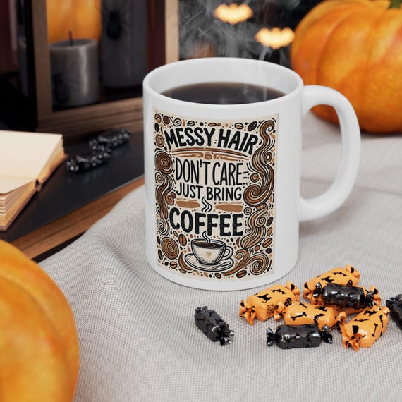Carefree Caffeine Fix: Funny Quote Ceramic Mug for Coffee Lovers - Dishwasher and Microwave Safe Mug - Great Gift Idea for Coffee