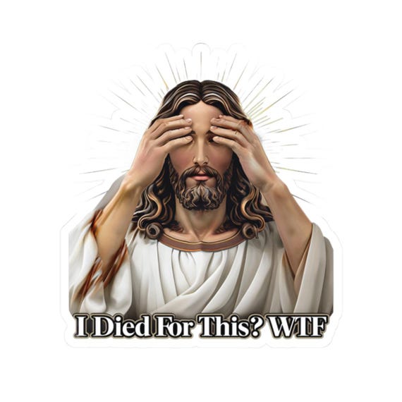 Funny Jesus Sticker I Died for This WTF with Halo Design Vinyl Decal for Humor and Faith Fans