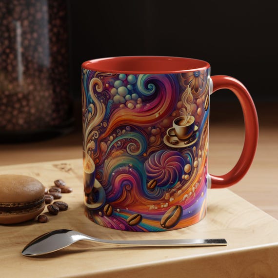 Coffee Mug - Dream Brew Psychedelic Design, Unique 11  15oz Ceramic javaCups, Perfect Gift for Coffee Lovers