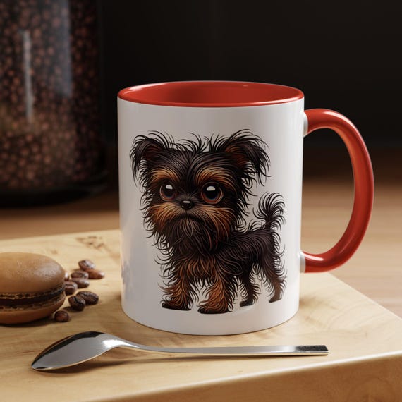 Large Coffee Mug Whimsical Black and White Affenpinscher Illustration Perfect for Dog Lovers and Unique Gifts