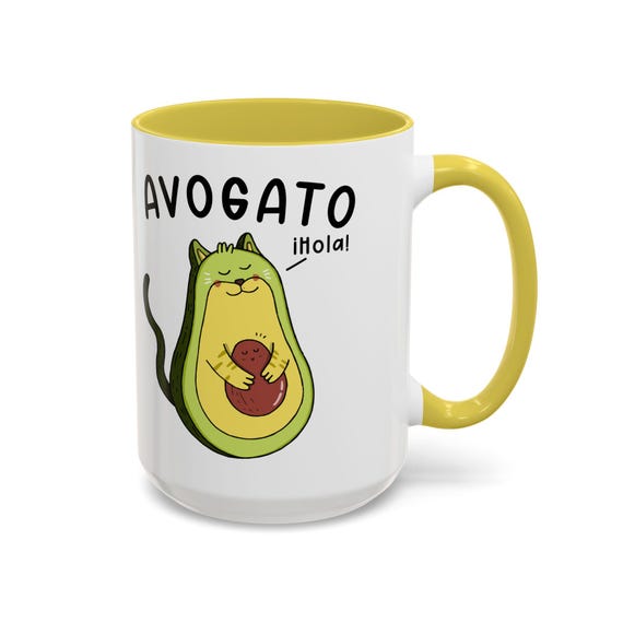 Avogato 15oz Coffee Mug - Funny and Adorable Avocado Cat Design for Cat Lovers