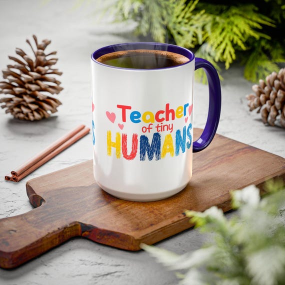 Large Coffee Mug Teacher of Tiny Humans Cute Crayon Style Teacher Appreciation Gift for Educators