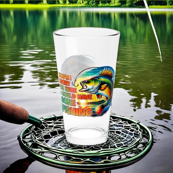 Mixing Fishing Glass, 16oz Funny Drinking Glass, Fisherman Gift, Sarcastic Cocktail Cup, Humorous Bartender Tumbler