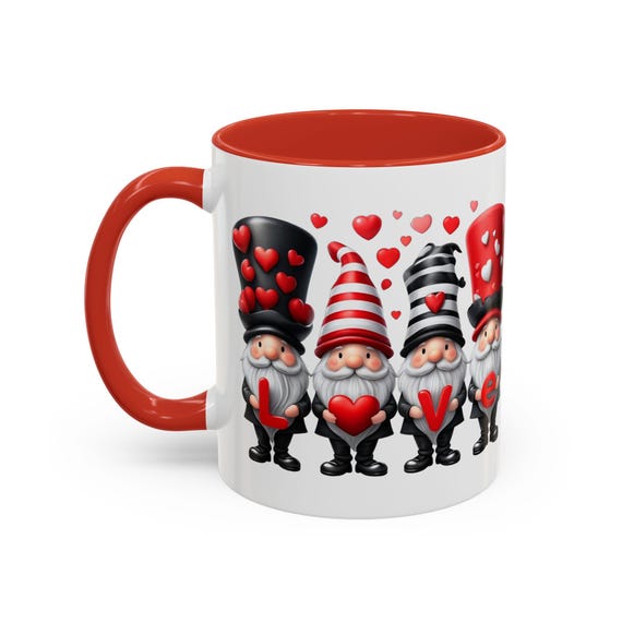 Large Coffee Mug - Love Gnome Valentine Coffee Mug - Perfect Romantic Gift