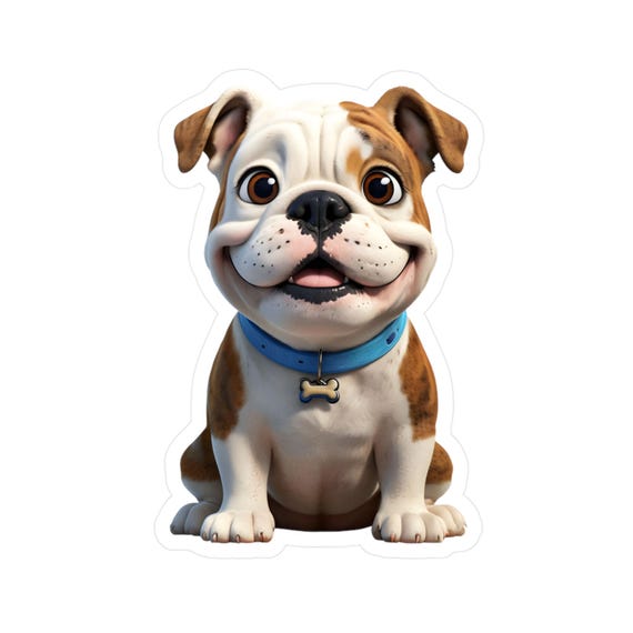 Bulldog Sticker Vinyl Decals - Cute Sticker for Laptop, Water Bottle, Car, Scrapbook, Gift, Pet Owners