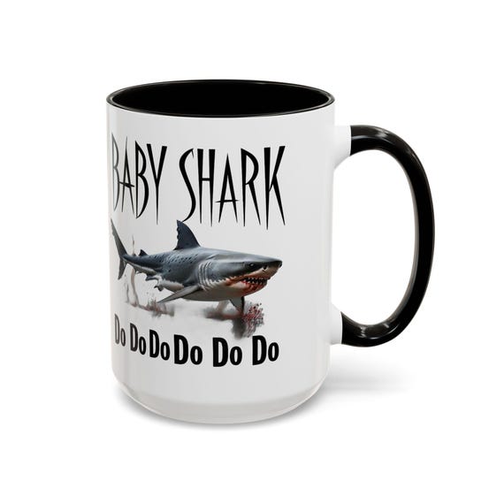 Large Coffee Mug Baby Shark, Do-Do, Great White Shark, 15oz - Fun Parody Mug