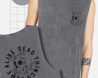 Canotta Dead Things Come Alive, AS Colour 5039 Stone Wash Barnard, Faith Streetwear, Canotta da palestra cristiana