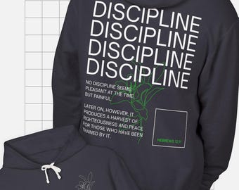 Felpa con cappuccio DISCIPLINE, regalo per papà/mamma, felpa con cappuccio per la cura di sé, felpa con cappuccio ispiratrice per donne/uomini, felpa con cappuccio cristiana, felpa con cappuccio con versetti della Bibbia