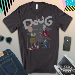 Camiseta Doug con gráficos retro de dibujos animados de los 90 para fanáticos de la nostalgia