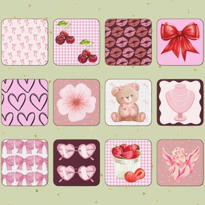 Cute Coasters | Coquette Coaster Set | Mix and Match | Colourful | Homeware | Bright Aesthetic | Various Patterns | Drink Coasters