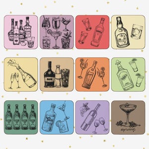 Cute Coasters | Cocktail Theme | Mix and Match | Colourful | Homeware | Bright Aesthetic | Various Patterns | Drink Coasters | College Gift