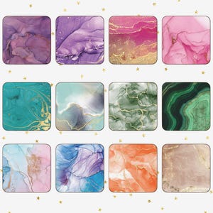 Cute Coasters | Faux Marble Set | Mix and Match | Colourful | Homeware | Bright Aesthetic | Various Patterns | Drink Coasters | Girly Decor