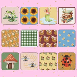 Cute Coasters | Cottage Core Set | Mix and Match | Colourful | Homeware | Bright Aesthetic | Various Patterns | Drink Coasters | Coasters