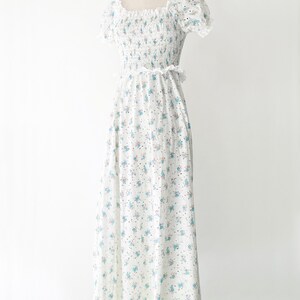 1970s Floral White Cotton Eyelet Vintage Dress 70s 1970S 70S Bohemian Hippie image 5