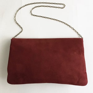 1970s Red Suede HL Chain Strap Purse Handbag To Clutch Harry Levine image 4