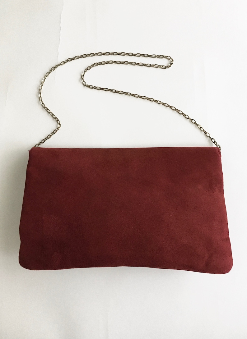 1970s Red Suede HL Chain Strap Purse Handbag To Clutch Harry Levine image 4