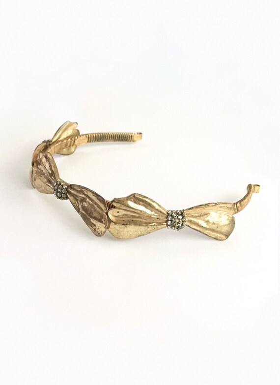 RARE 1950s Miriam Haskell bow + rhinestone tiara h