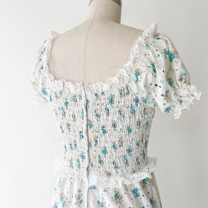 1970s Floral White Cotton Eyelet Vintage Dress 70s 1970S 70S Bohemian Hippie image 8