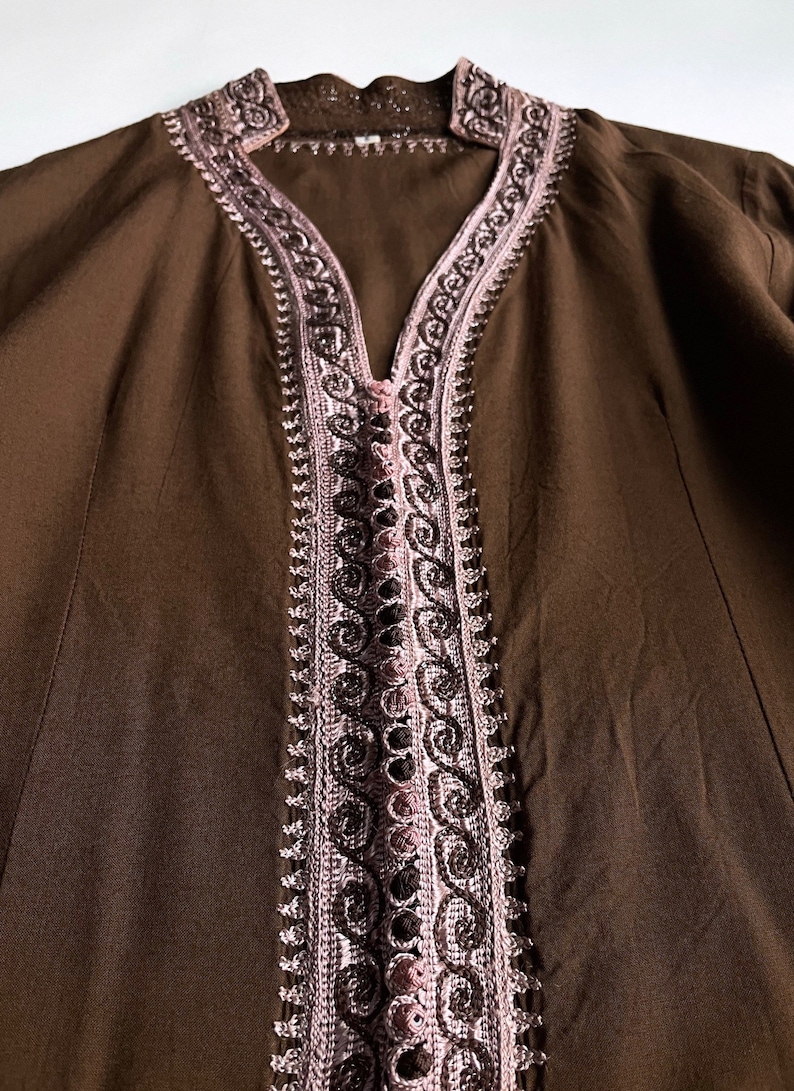 Brown Jacket With Purple Embroidery And Buttons image 4