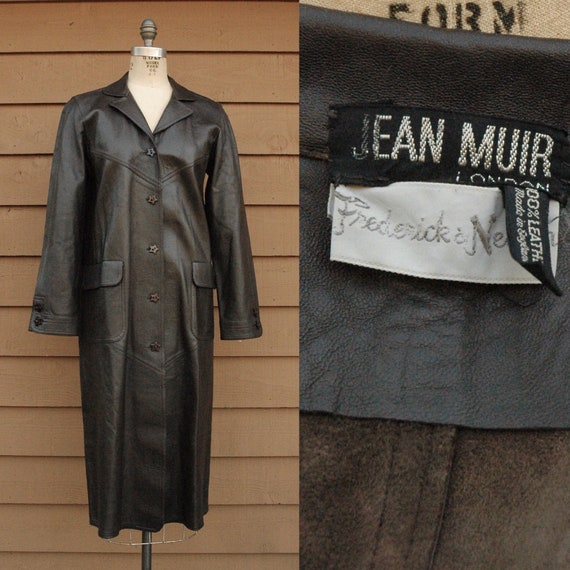 Vintage Jean Muir Brown Leather Coat With Star But