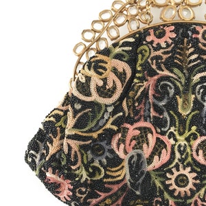 1940s 50s jeweled crewel work embroidery beaded purse handbag Hobe Josef image 8