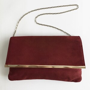 1970s Red Suede HL Chain Strap Purse Handbag To Clutch Harry Levine image 7