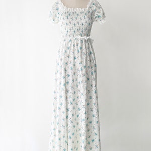 1970s Floral White Cotton Eyelet Vintage Dress 70s 1970S 70S Bohemian Hippie image 2