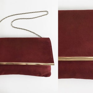 1970s Red Suede HL Chain Strap Purse Handbag To Clutch Harry Levine image 2