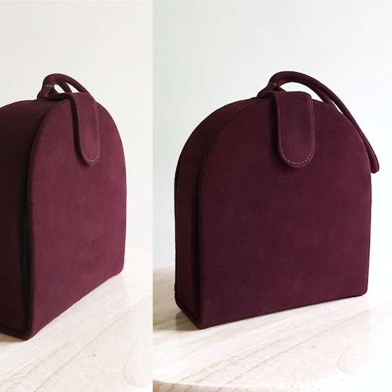 1950s Burgundy Suede Box Purse Mam’selle Original