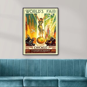 Esposizione Universale Chicago 1933, Century of Progress Poster di Viaggio Vintage, Poster su Carta o Stampa su Tela Idea Regalo Decorazione da Parete