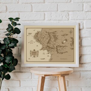 Mittelerde Antike Karte Leinwand Wanddekor, Weltkarte Kunstwerk, Herr Der Ringe, Filmkarte, Mittelerde Gedruckt, Antike Karte, Geschenkidee