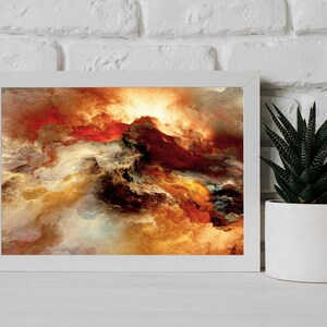 Abstract Clouds Framed Canvas, Red Artwork, Contemporary Art, Abstract Wall Art, Colorful Artwork, Abstract Cloud Black Framed Canvas,