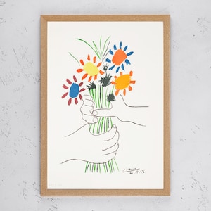 Affiche de bouquet de fleurs de Pablo Picasso, oeuvre d'art mural sur toile, peinture de bouquet de la paix de Pablo Picasso, oeuvres d'art Picasso, décorations murales modernes
