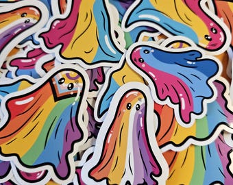 Pride Geist Aufkleber - LGBTQIA + Halloween Vinyl Aufkleber | Gruseliges Stickerpack