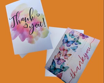 Butterfly Thank You Card – Watercolour A5 Greeting for Friends, Family & Teachers