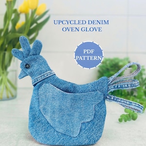 Naaipatroon geüpcycled denim kip pannenlap – Boerderijkeuken DIY (pdf-patroon)