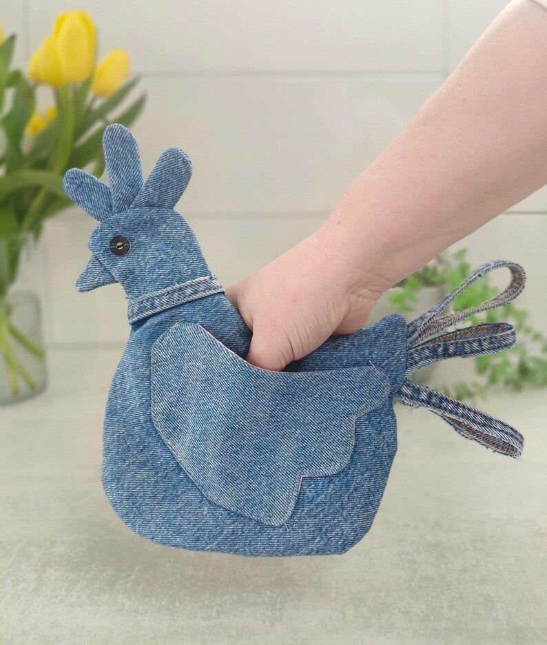 Upcycled Denim Chicken Potholder Sewing Pattern – Farmhouse Kitchen DIY ...