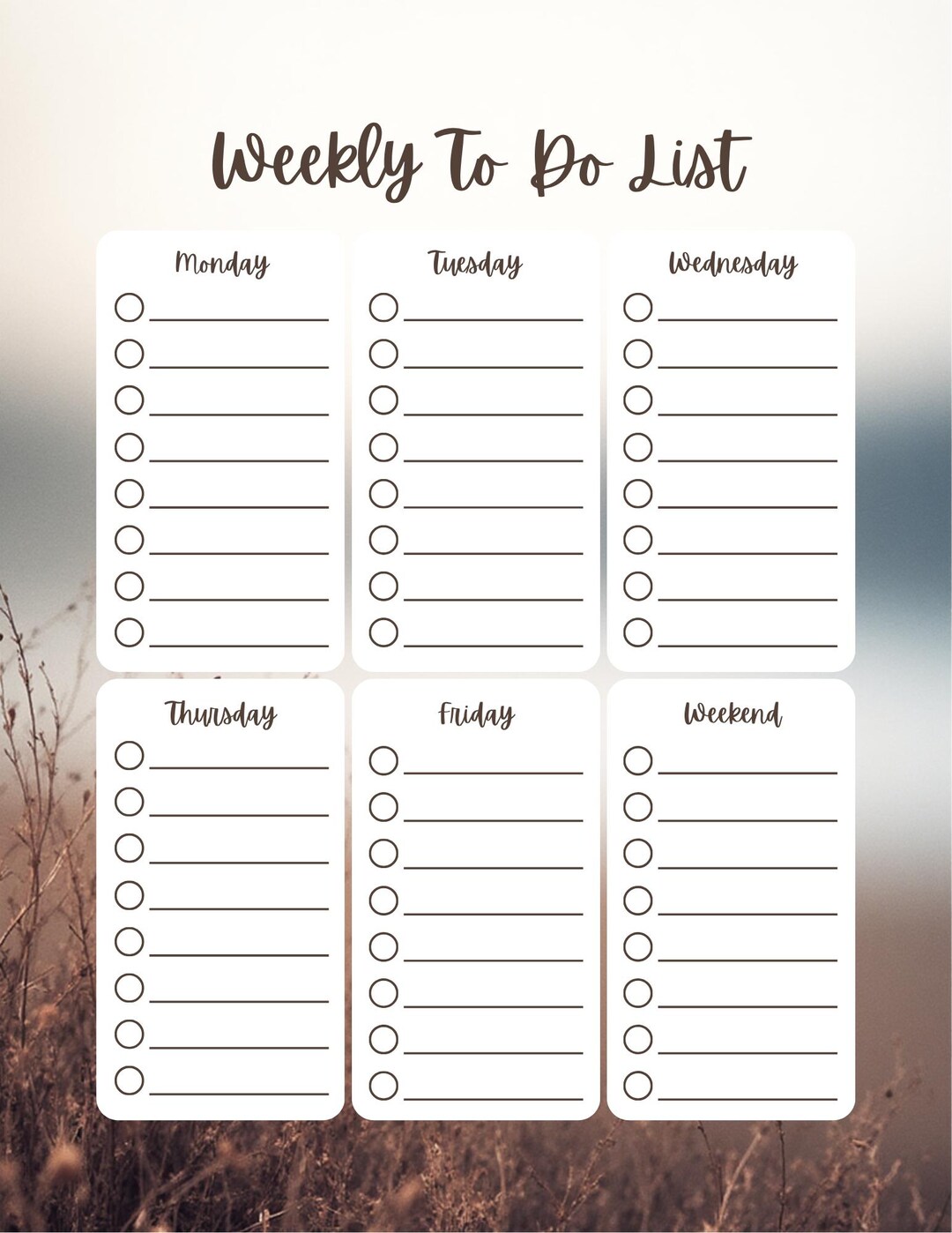 Misty Meadow Weekly Planner - Etsy