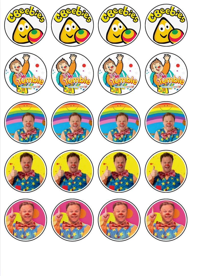Mr Tumble Cupcake Toppers Etsy Mr Tumble Cupcake Toppers Etsy