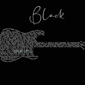 Letras en forma de guitarra negra-Arte de pared en negro-Regalo musical-Arte de palabras Letras de guitarra-En negro imprimible.