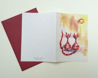 Wenskaart katten aquarel print handgetekende vreugde licht samen vrienden kunstkaart