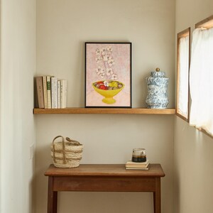 Retro elegantie bloemmotief muur hangend wandtapijt, boho kunst aan de muur voor slaapkamer en woonkamer decor, housewarmingcadeau, lijst niet inbegrepen