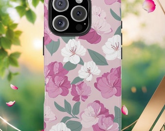 Funda para teléfono con diseño floral romántico en color rosa suave para iPhone y modelos Samsung S21-S24