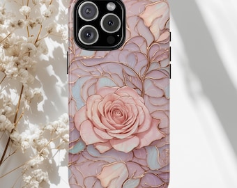 Elegant Blush Rose Mosaic Phone Case - Rose Radiance - 3 Options for iPhone, Galaxy, and Pixel