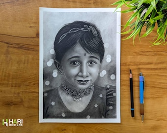 Custom Hand Drawn Charcoal Portrait | Realistic Family Sketch Artwork