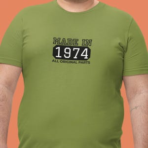 Camiseta hecha en 1974 con todas las piezas originales. Divertido regalo de cumpleaños vintage para hombres y mujeres nacidos en 1974. Camiseta retro para el 51.º cumpleaños.
