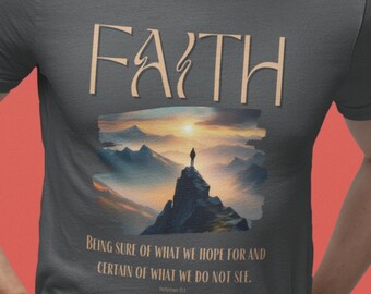 La fe es seguridad: camiseta cristiana / camiseta con versículo bíblico Hebreos 11:1 / regalo inspirador para hombres y mujeres