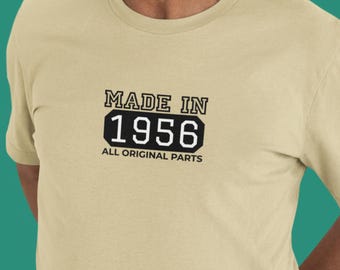 Camiseta "Hecha en 1956", regalo para el 69.º cumpleaños, camiseta retro vintage